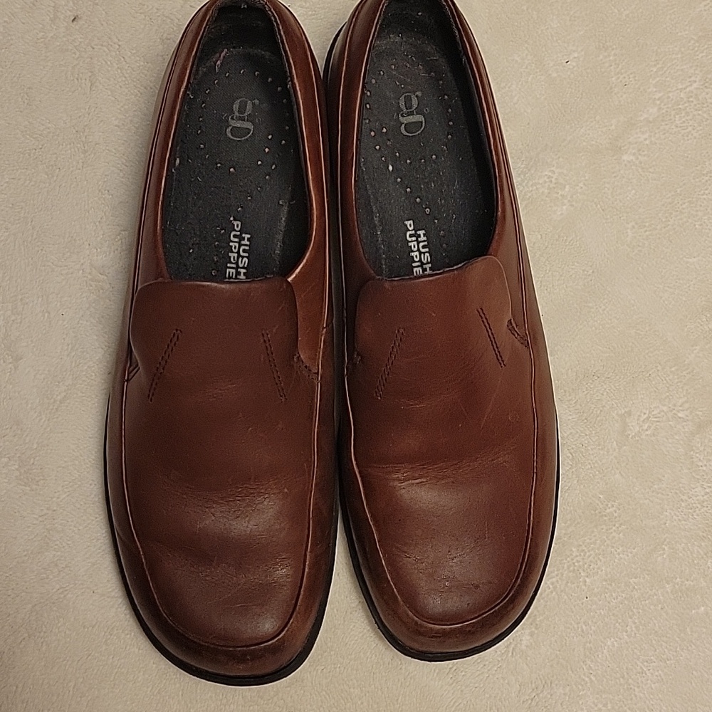 Hush Puppies Men's Chestnut Brown Leather Slip-On Loafers